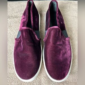 Vince Blair Velvet Slip On Sneakers Shoes Burgundy
